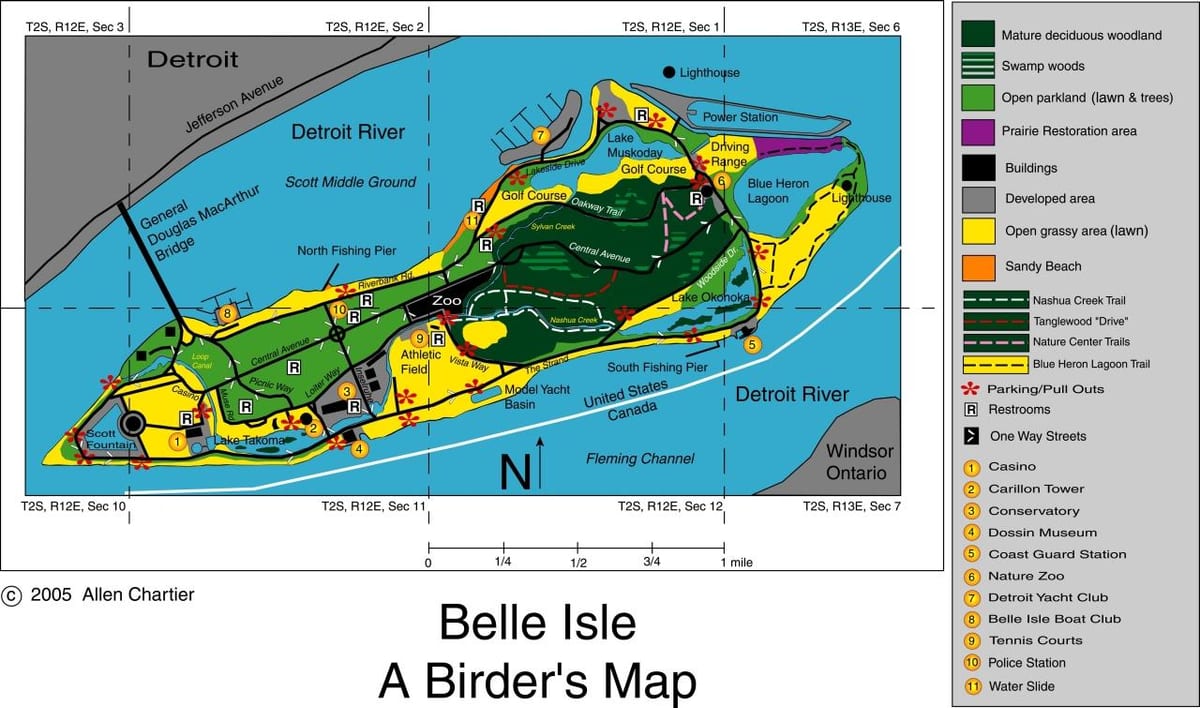 মানচিত্র Belle Isle ডেট্রয়েট