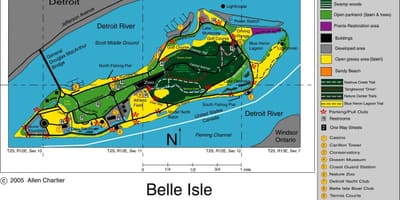 মানচিত্র Belle Isle ডেট্রয়েট